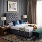 Madison 4ft6 Grey Velvet Double Bed – Upholstered Bed Frame