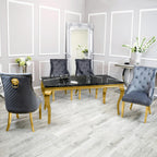 Marble Dining Table with Gold Frame – Modern Marble Top Dining Room Table for 4 or 6 Chairs (Table Only, Chairs Sold Separately)