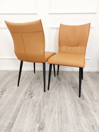 1.6m Dining Table and Chairs Set for 4 – Chrome Sintered Stone Table with 4 Flora Ruched Dining Chairs in Grey or Tan