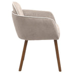Beige Boucle Dining Chair Set of 2 – Armrest Dining Chairs – Upholstered Accent Chair – Modern Wooden Leg Dining Room Chairs