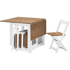 4 Seater Folding Dining Table and Chairs Set – Space Saving Drop Leaf Table – Compact Kitchen Table Set