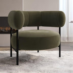 Romy Velvet Curved Armchair with Metal Legs – Recycled Velvet Lounge Accent Chair – Modern Upholstered Tub Chair – Living Room Seating