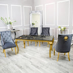 Marble Dining Table with Gold Frame – Modern Marble Top Dining Room Table for 4 or 6 Chairs (Table Only, Chairs Sold Separately)
