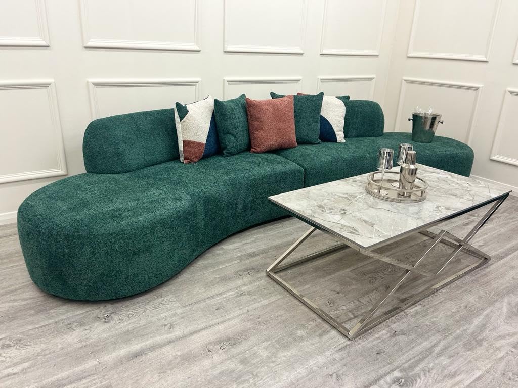 Miami Curved Boucle Sofa 3 Seater Modern Sculptural with Deep Seat Mid Century Style Curved Sofa for Living Room