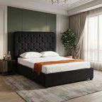 Madison 4ft6 Black Velvet Double Bed – Upholstered Bed Frame