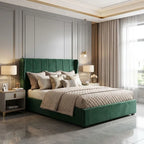 Ava 4ft6 Green Velvet Double Bed – Upholstered Bed Frame