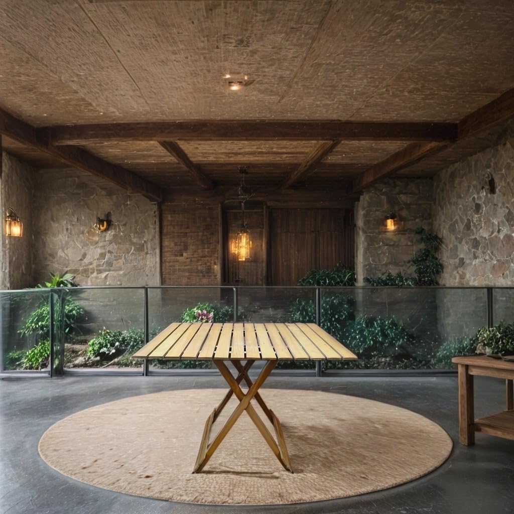 Rectangular Beech Wood Folding Table – Indoor/Outdoor Dining Table, Space-Saving Design