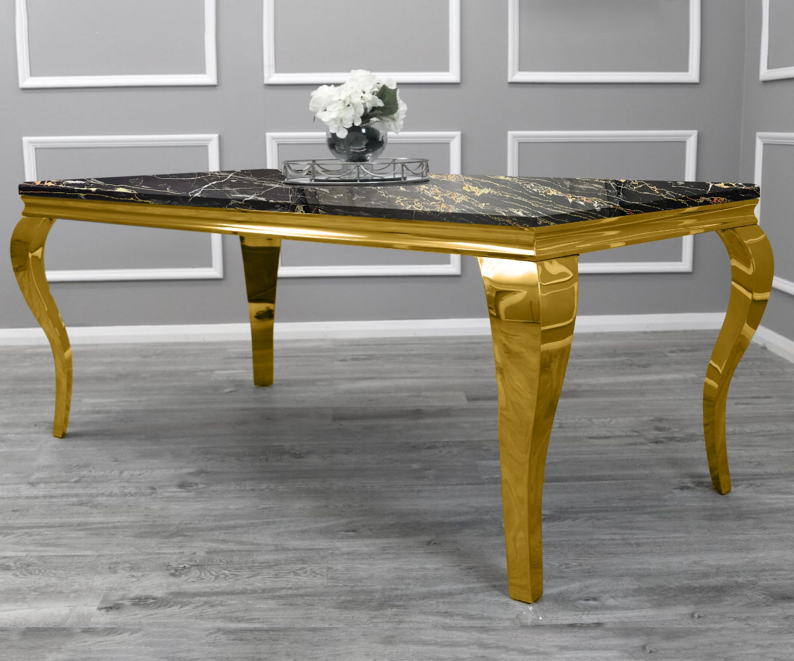 Marble Dining Table with Gold Frame – Modern Marble Top Dining Room Table for 4 or 6 Chairs (Table Only, Chairs Sold Separately)