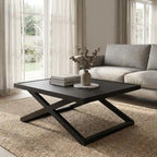 Small Square Coffee Table in Light Oak and Black