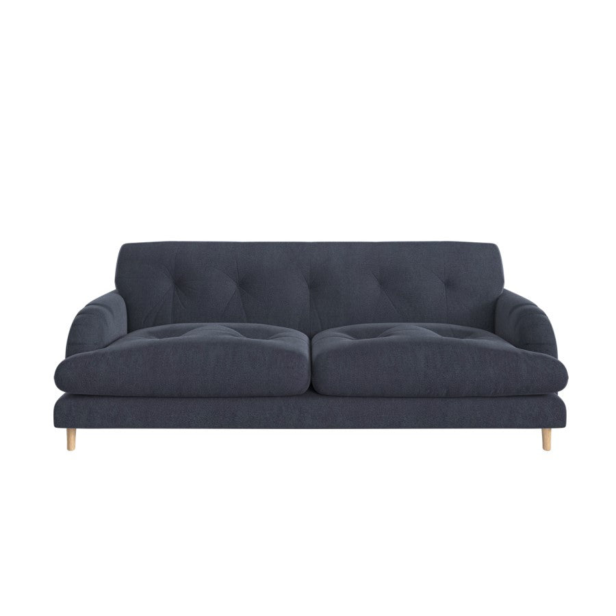 Dark Blue Velvet 3 Seater Sofa Mid Century Modern Design, Comfortable & Elegant Seating for UK Homes