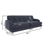 Dark Blue Velvet 3 Seater Sofa Mid Century Modern Design, Comfortable & Elegant Seating for UK Homes