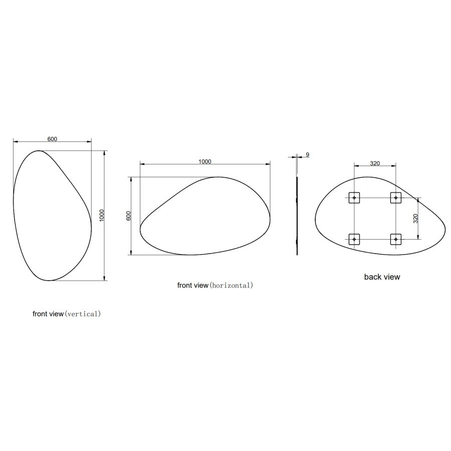 Pebble Frameless Wall Mirror 60cm x 100cm – Appolo Modern Decorative Mirror for Home Interiors