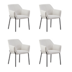 Fiona Set of 2 Cream Upholstered Dining Chairs with Arms – Modern Design