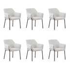 Fiona Set of 2 Cream Upholstered Dining Chairs with Arms – Modern Design