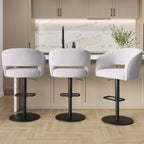 Curved Boucle Bar Stool in Beige – Runa Adjustable Swivel Breakfast Stool for Kitchen Islands