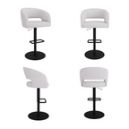 Curved Boucle Bar Stool in Beige – Runa Adjustable Swivel Breakfast Stool for Kitchen Islands