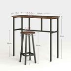 Bar table with dimensions on a white background