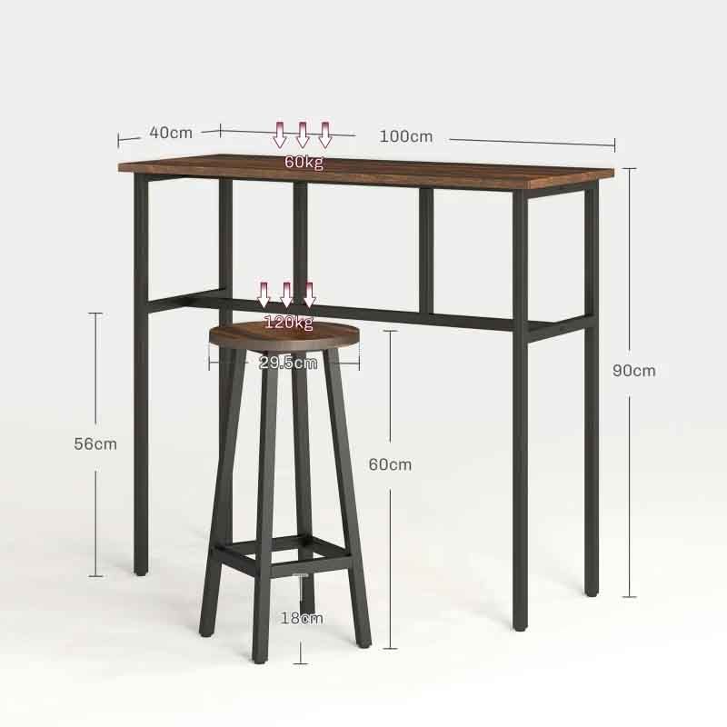 Bar table with dimensions on a white background