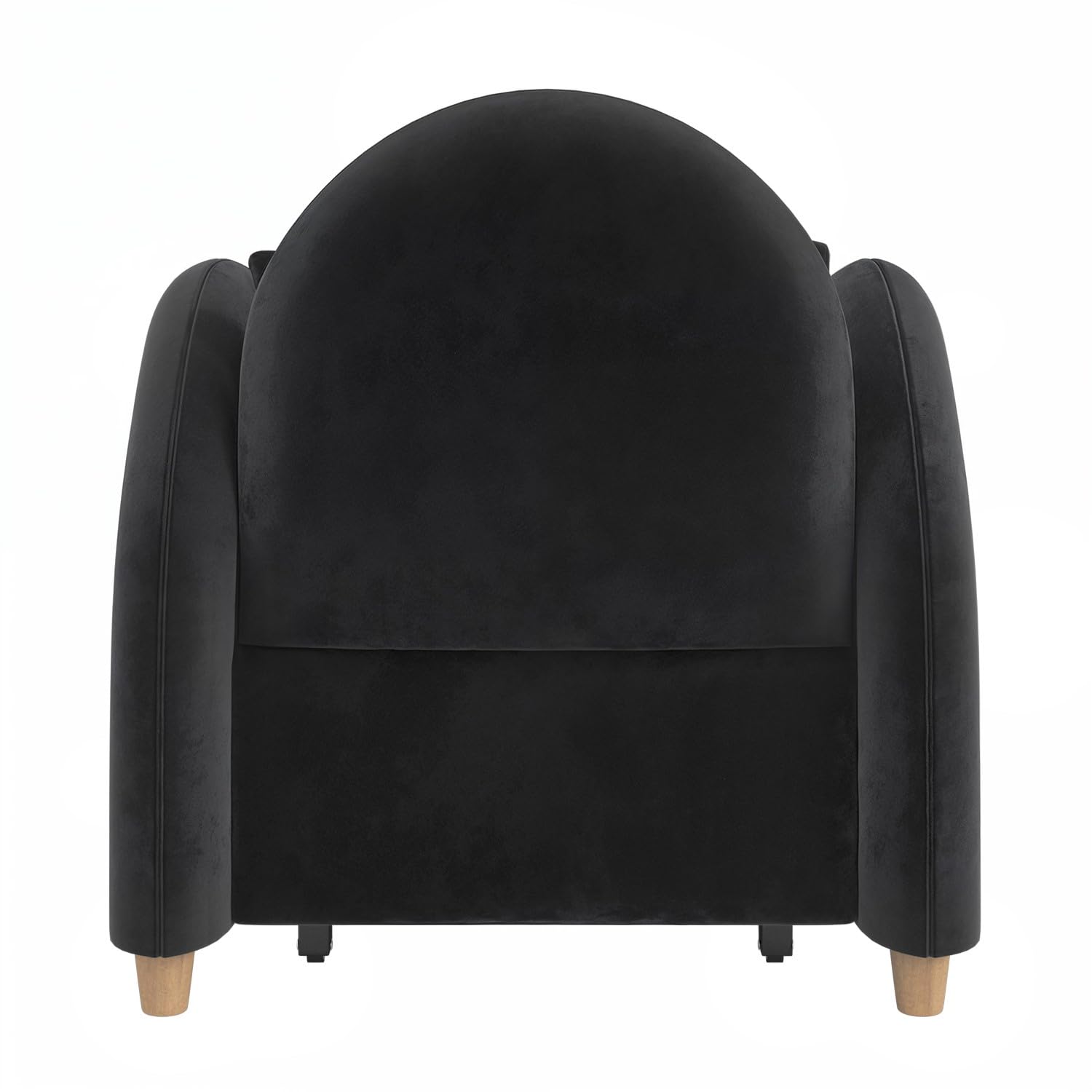 Black armchair with wooden legs on a white background
