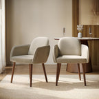 Set of 2 Beige Upholstered Dining Chairs  Modern Padded Chairs for Dining Room & Kitchen UK