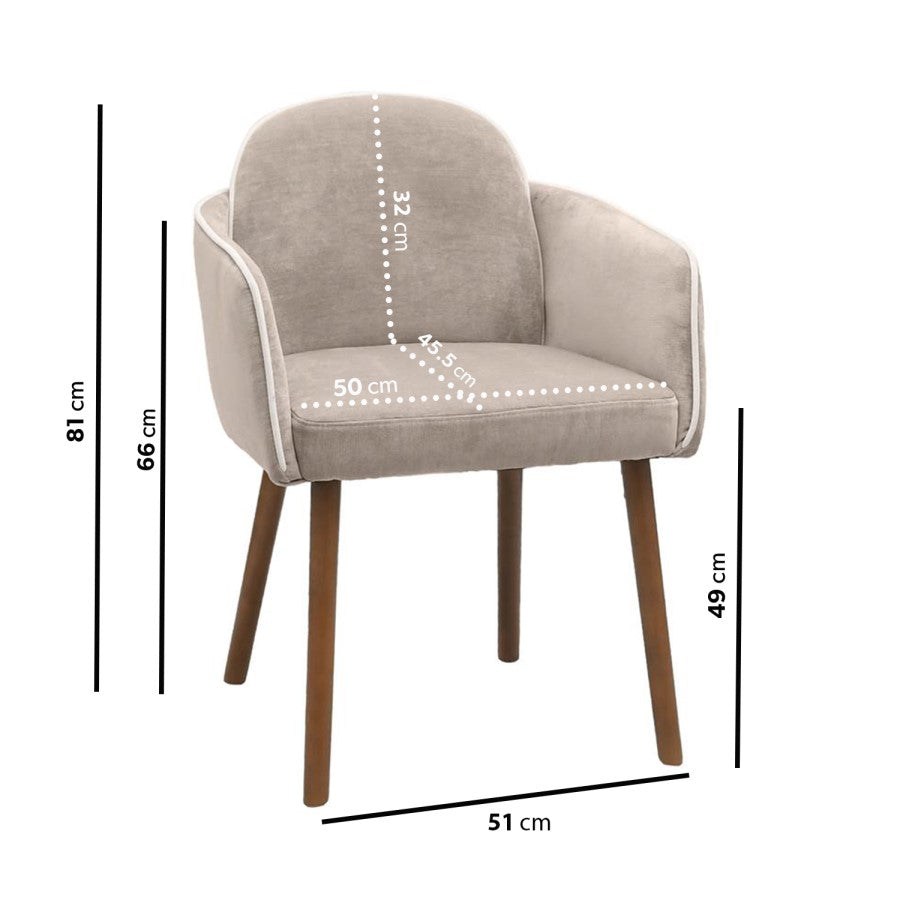 Set of 2 Beige Upholstered Dining Chairs  Modern Padded Chairs for Dining Room & Kitchen UK