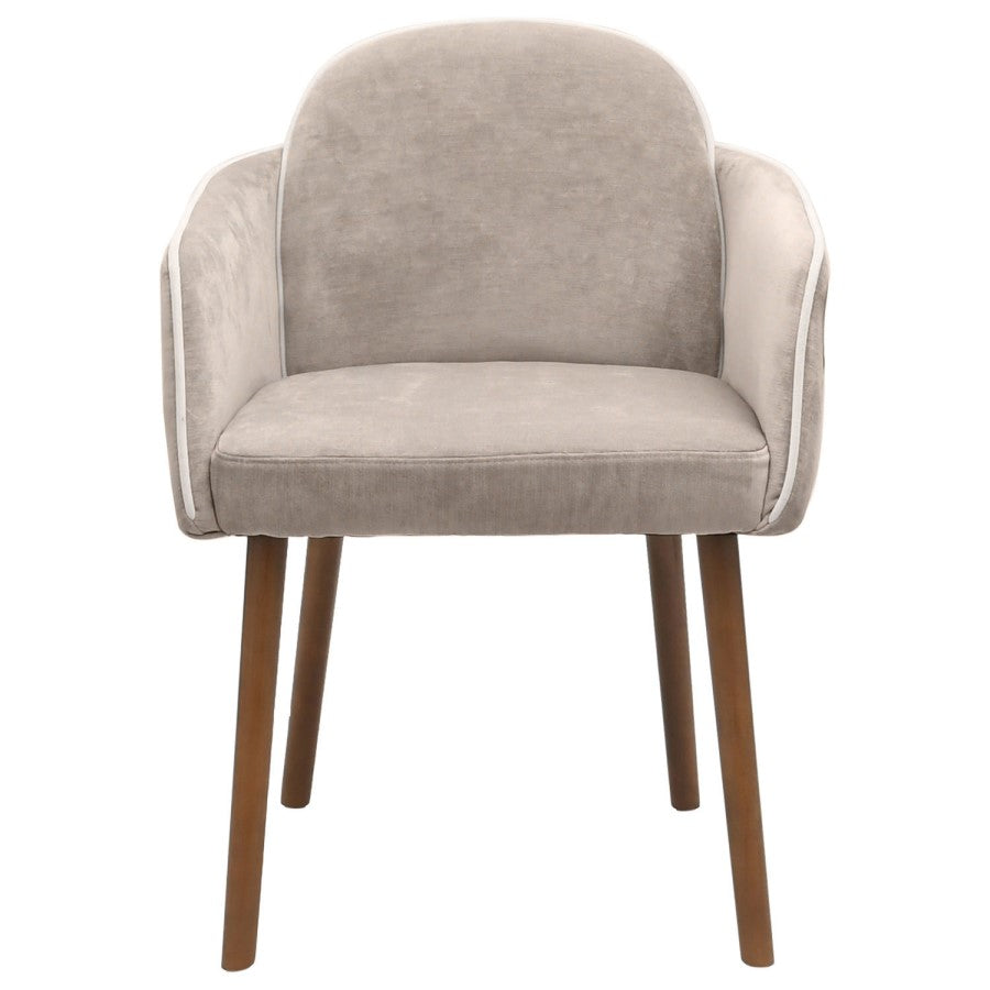 Set of 2 Beige Upholstered Dining Chairs  Modern Padded Chairs for Dining Room & Kitchen UK