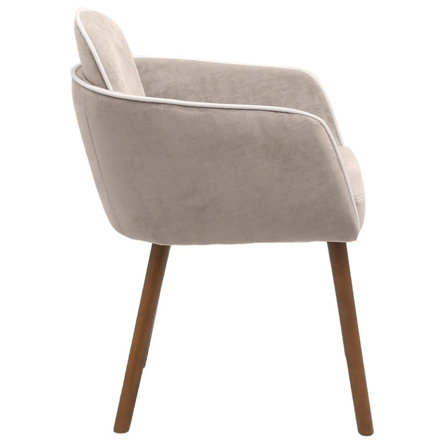 Set of 2 Beige Upholstered Dining Chairs  Modern Padded Chairs for Dining Room & Kitchen UK