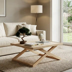 Small Square Coffee Table in Light Oak and Black