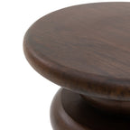 Close-up of a dark wooden stool on a white background