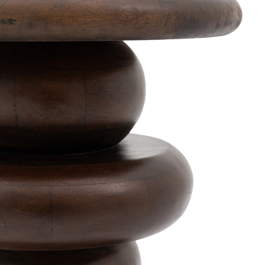 Close-up of a wooden stool with a white background