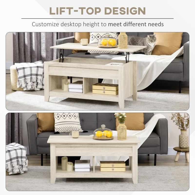 Coffee table with lift-top design in a living room setting