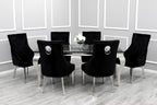 Louis Marble Dining Table – Modern Rectangular & Round Dining Room Table with Stainless Steel Base – Luxury Marble Top Dining Table for 4–6 People