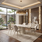 Luvon Sydney 160cm Ceramic Pedestal Dining Table | Marble-Effect Sintered Stone Rectangular 6-Seater