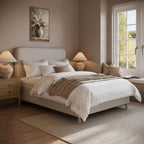 Cream Chenille Ottoman Bed with 500L Storage