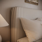 Cream Chenille Ottoman Bed with 500L Storage