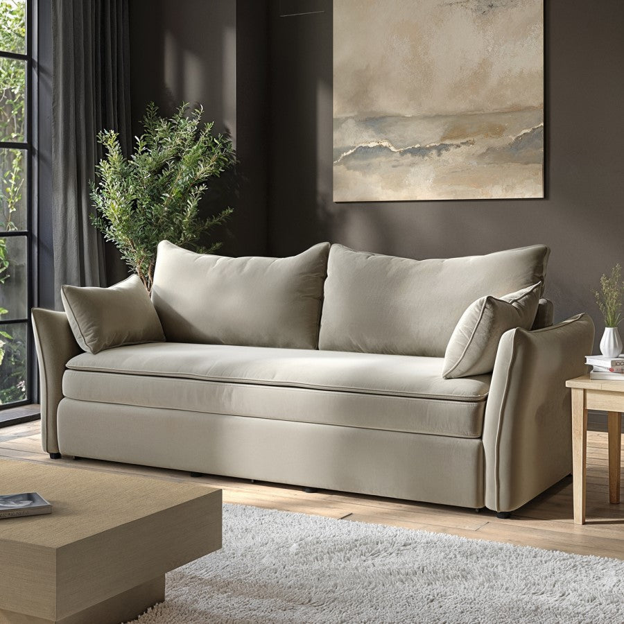 Velvet Futon Sofa Bed with Storage 3 Seater Convertible Sleeper for Modern UK Homes