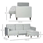 Gray sectional sofa with dimensions 