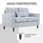 Gray sofa with eucalyptus frame and legs on a white background