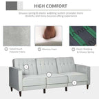 Gray sofa with features highlighted on a white background