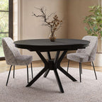 Large Black Wooden Extendable Dining Table Round to Oval Seats 4–6 Modern Dining Furniture UK