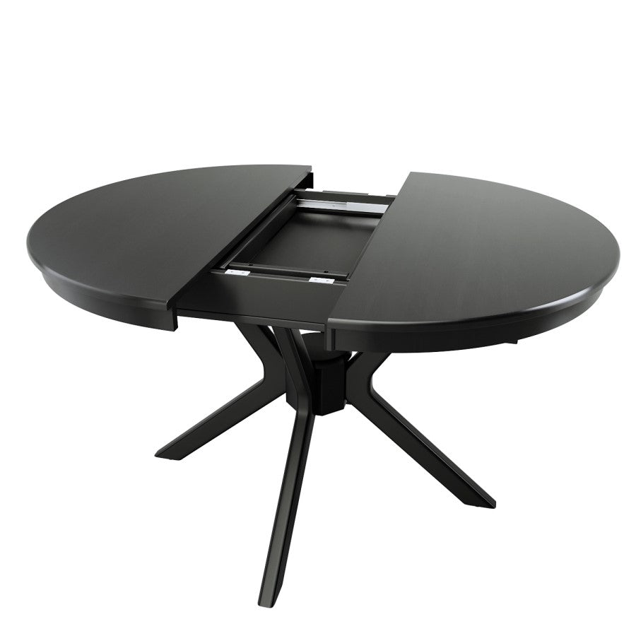 Large Black Wooden Extendable Dining Table Round to Oval Seats 4–6 Modern Dining Furniture UK
