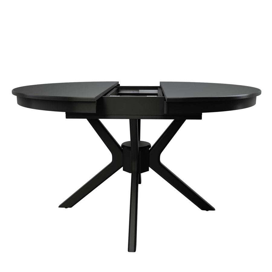 Large Black Wooden Extendable Dining Table Round to Oval Seats 4–6 Modern Dining Furniture UK