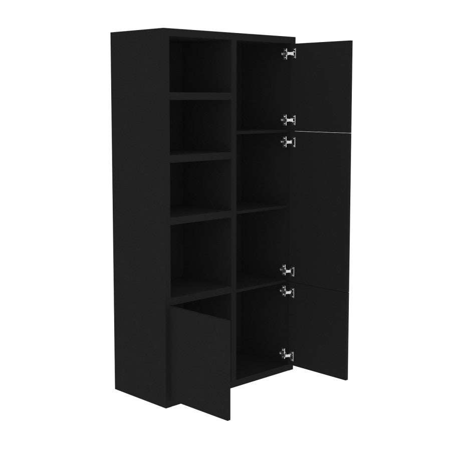 Tall Black Wooden Office Cupboard Modern Storage Cabinet for Home & Workplace UK