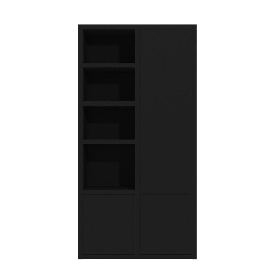 Tall Black Wooden Office Cupboard Modern Storage Cabinet for Home & Workplace UK