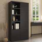Tall Black Wooden Office Cupboard Modern Storage Cabinet for Home & Workplace UK