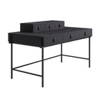 Black Wood Desk with Drawers – Modern Computer Desk for Home Office & Study
