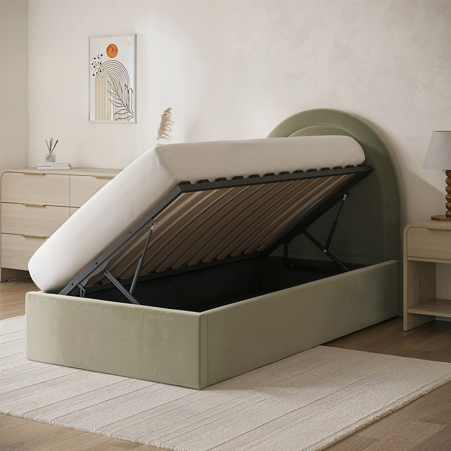 Ottomon bed with storage in green colour