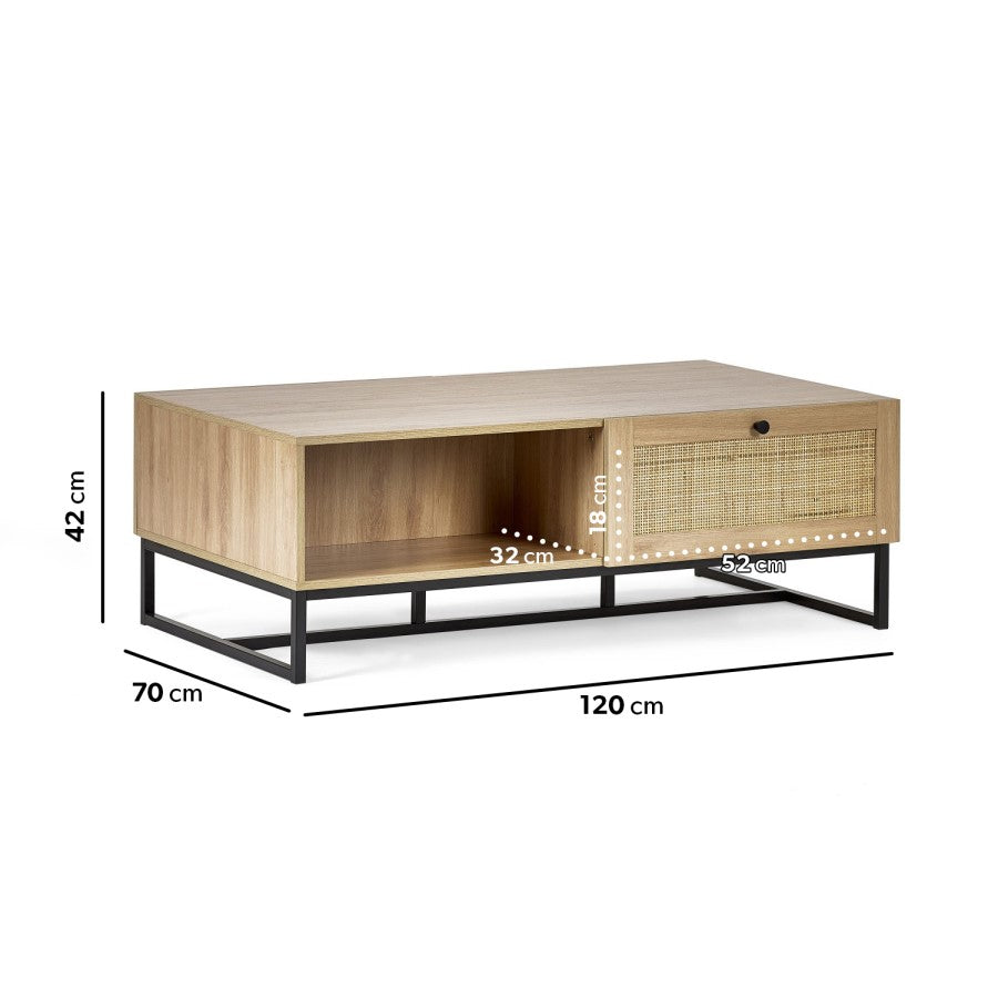 Rectangular Oak Coffee Table with Storage Padstow Collection Modern Living Room Furniture UK
