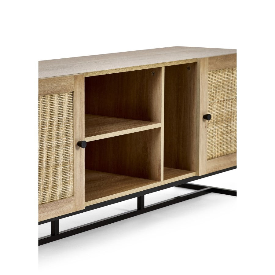 Large Oak TV Stand with Storage Fits TVs up to 60” Modern Wooden Media Unit UK