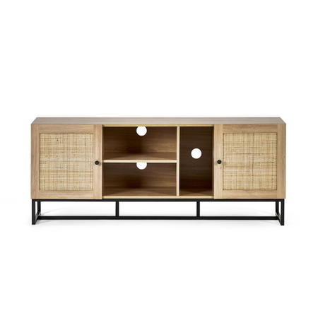 Large Oak TV Stand with Storage Fits TVs up to 60” Modern Wooden Media Unit UK